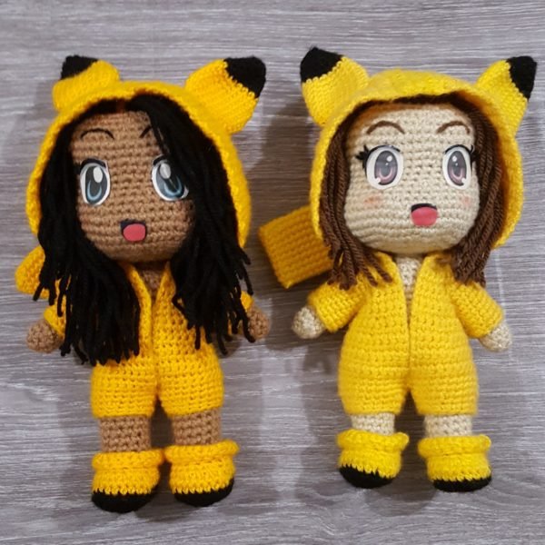 Chibi Doll Base with Pikachu Inspired Onesie
